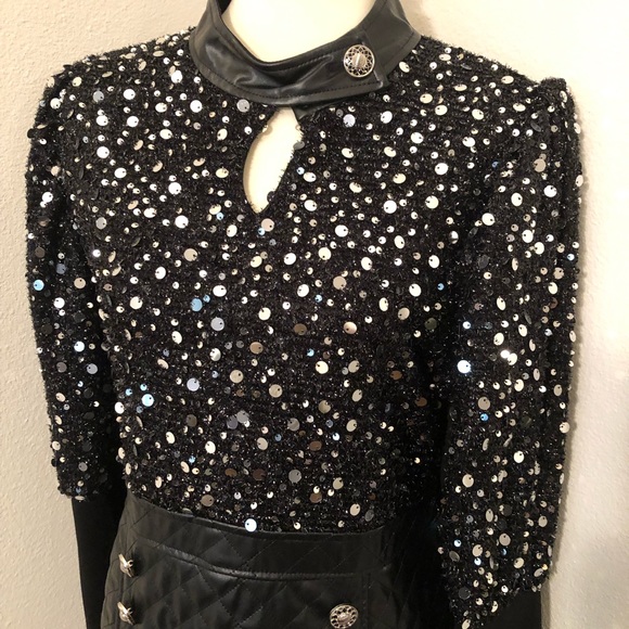 π₯Exquisite NEW Love The Queen Sequins Faux Leather Dressπ₯π₯π₯ - Picture 8 of 8